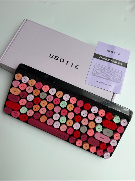 UBOTIE Other - UBOTIE Retro Round-Key Wireless Keyboard - Pink Mix